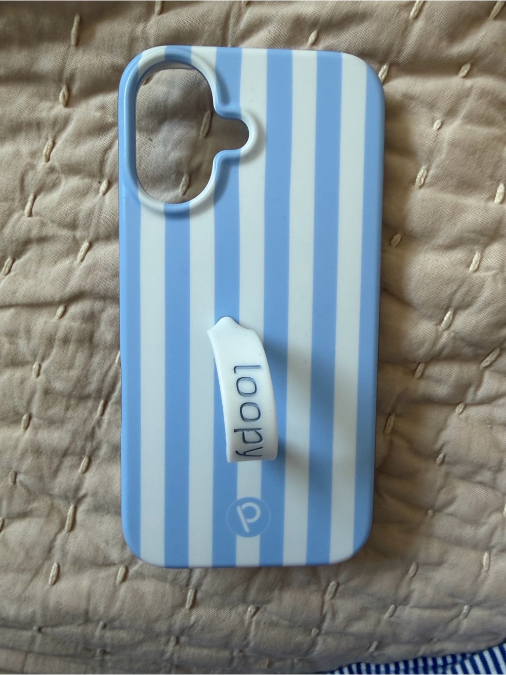 Loopy Case Light Blue & White Striped iPhone Case with Loop Grip - Picture 5 of 9